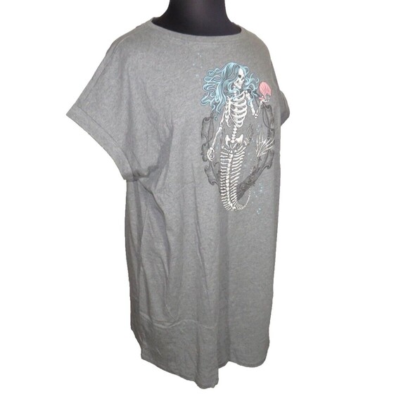 Torrid Gray Mermaid Skeleton Dolman Sleeve Cotton Tee Shirt Dress Plus Size 2X - Picture 5 of 11